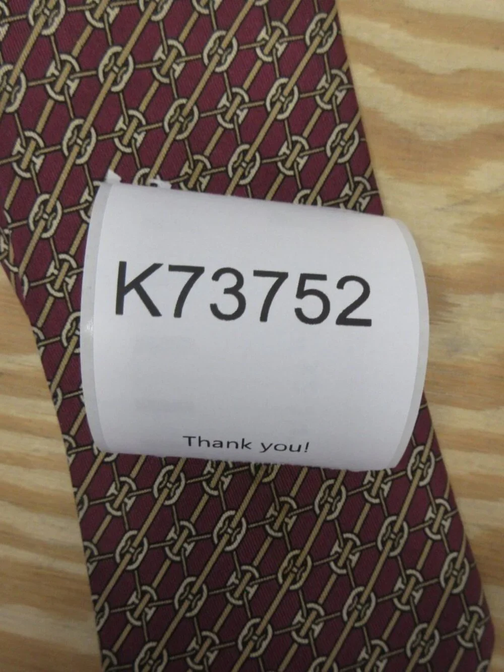 VINTAGE Hermes Neck Tie Red Silk Equestrian Chain Link 802 MA